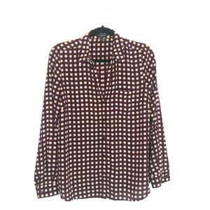 Limited Ashton Checkered Red Cream Button Top L